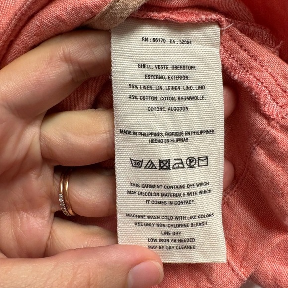 Anthropologie Coral Linen/Cotton Blend Jacket Size 2 - Picture 3 of 4
